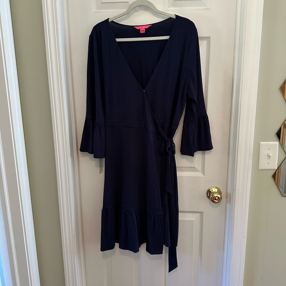 Elegant Navy Wrap Dress